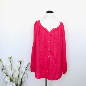 Soft Surroundings 100% Linen Button Down Blouse